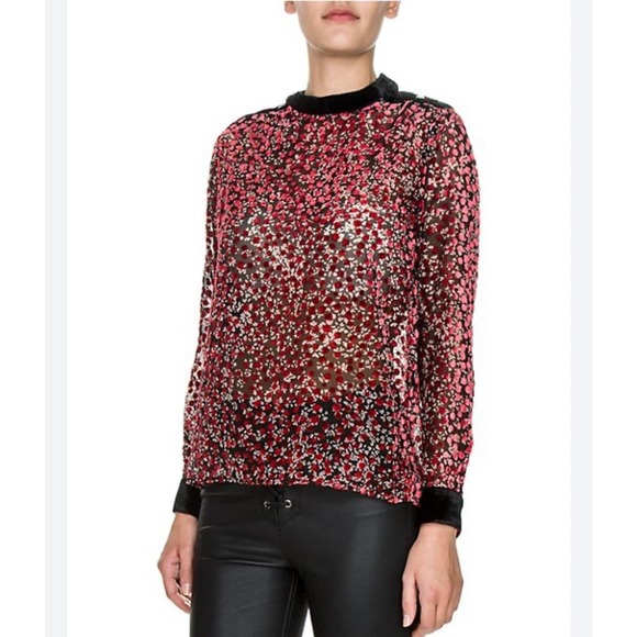 NWOT The Kooples Floral & Velvet Lace Top Size XS‎ - Picture 1 of 8